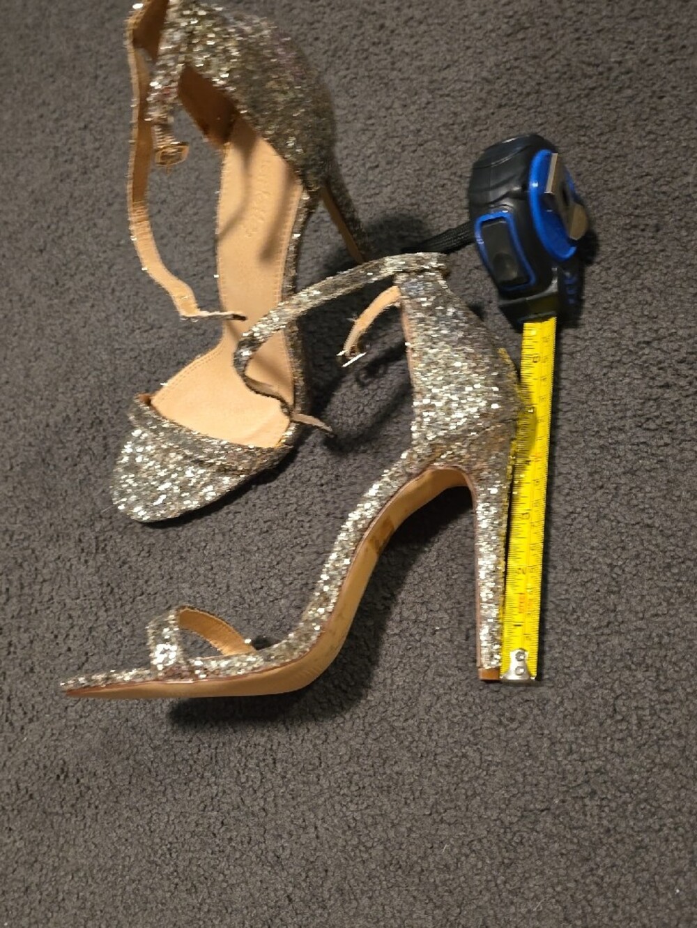 Gold Glitter Ankle-Strap High Heel Sandals - Picture 8 of 8